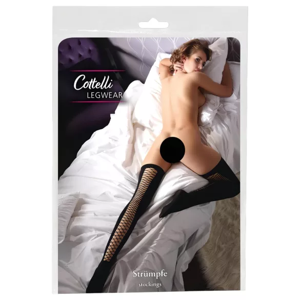 Cottelli - Sexy samostojeće čarape - crne - M/L
