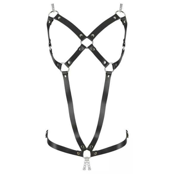 ZADO - kožni body s lancima - crni - S-L