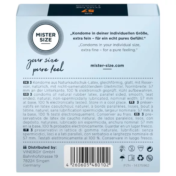 Mister Size - tanka kondom - 57mm - 3 komada