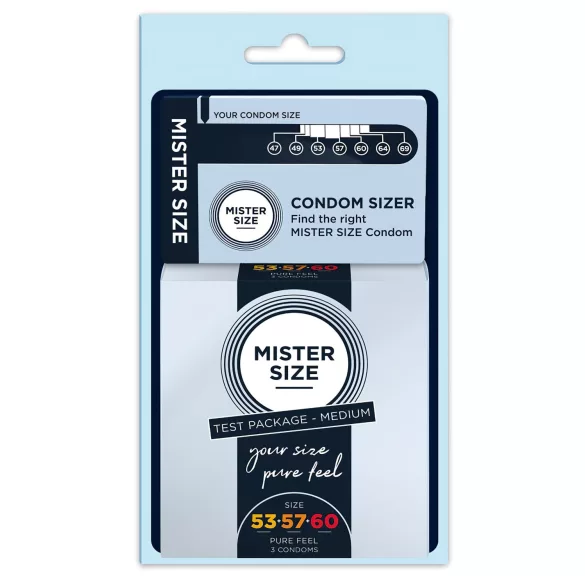 Mister Size - kondomi testni paket s mjeračem penisa - 3 komada