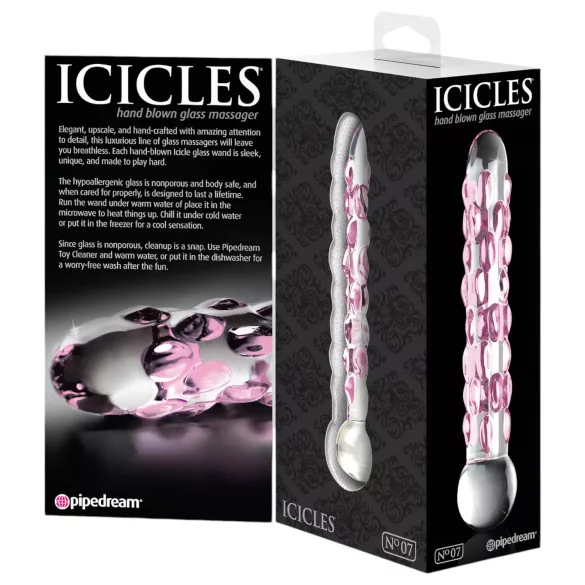 Icicles No. 7 - stakleni dildo s perlicama