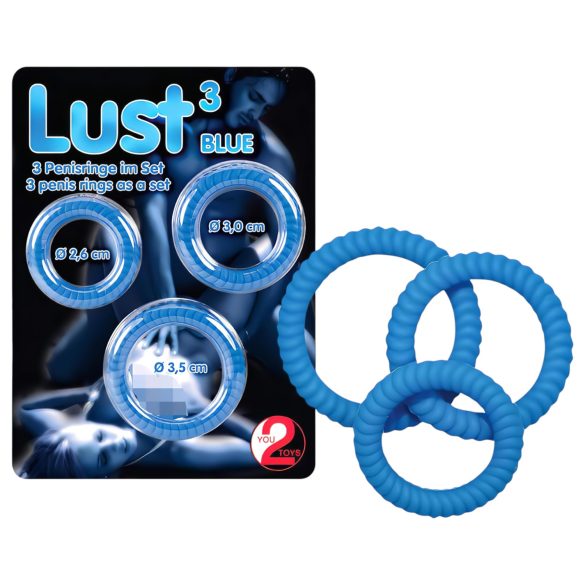 You2Toys - Lust prsten za penis trio - plavo