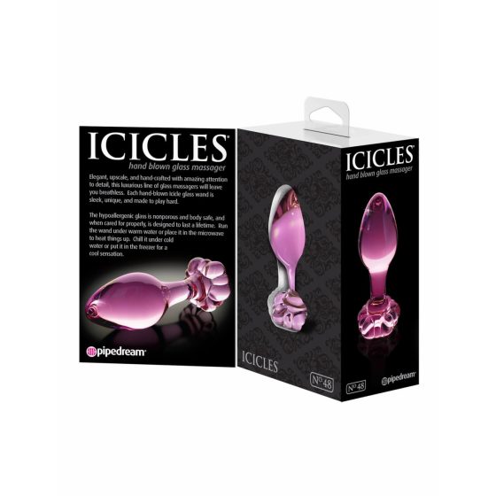 Icicles br. 48 - cvjetni stakleni analni konus (roza)