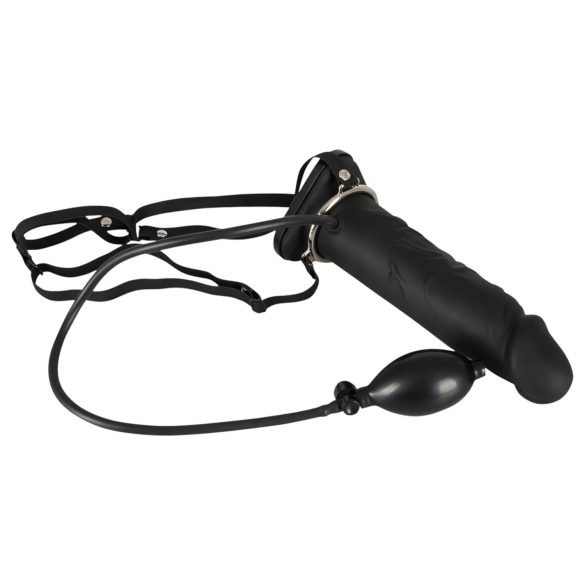You2Toys - Napuhavajući Strap-On - šuplji, silikonski dildo (crni)