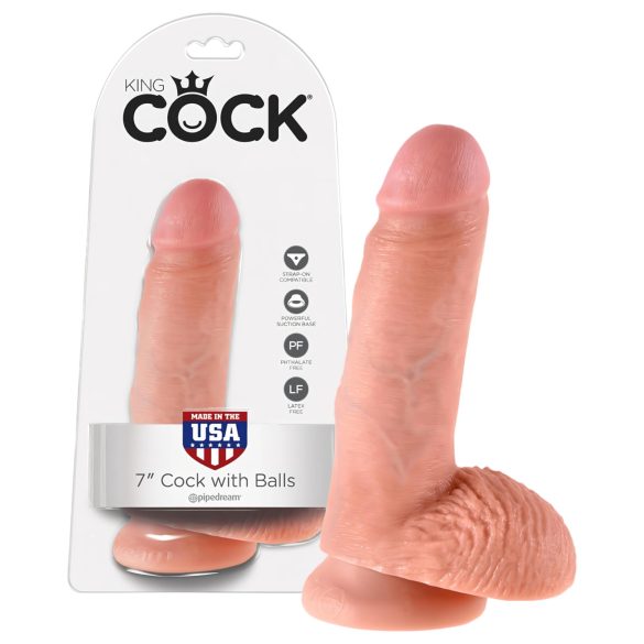 King Cock 7 s testisima dildo (18 cm) - prirodna boja