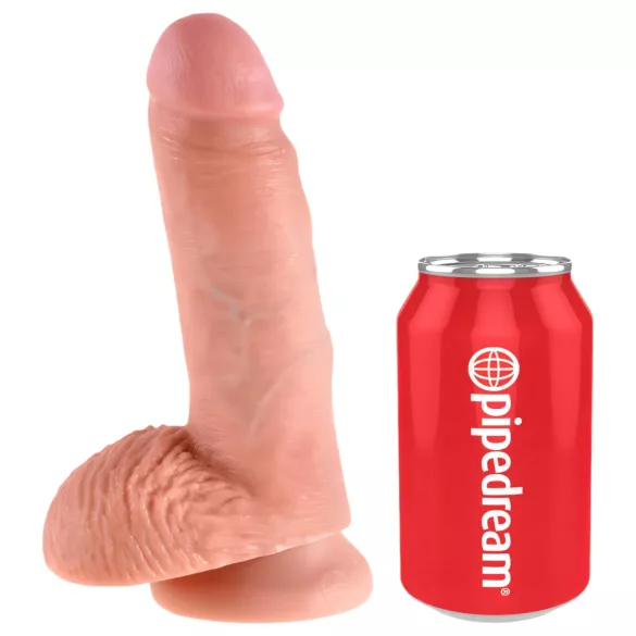 King Cock - realistični dildo s testisima - 18 cm - natur