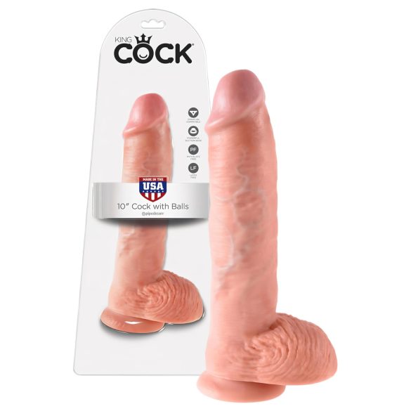 King Cock 10 veliki dildo s testisima (25 cm) - natur