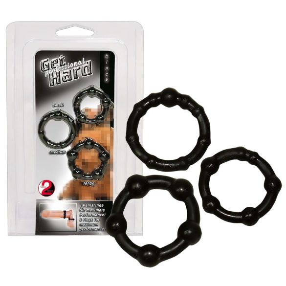 You2Toys - Postani čvrst! set za penis prsten - crni (3 kom)
