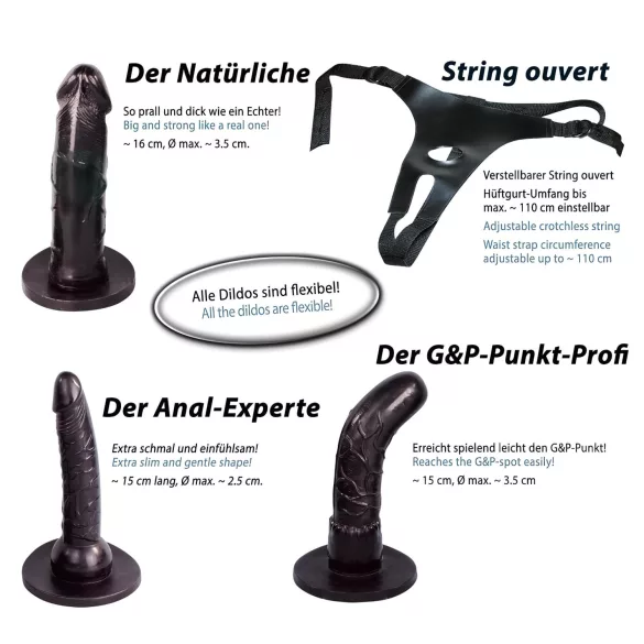 You2Toys - Set strap-on dildoa - crna