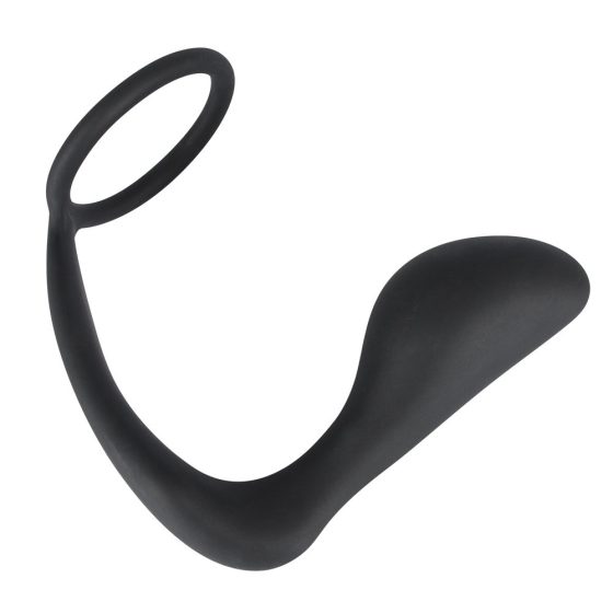 Black Velvet analni prst s prstenom za penis (crni)