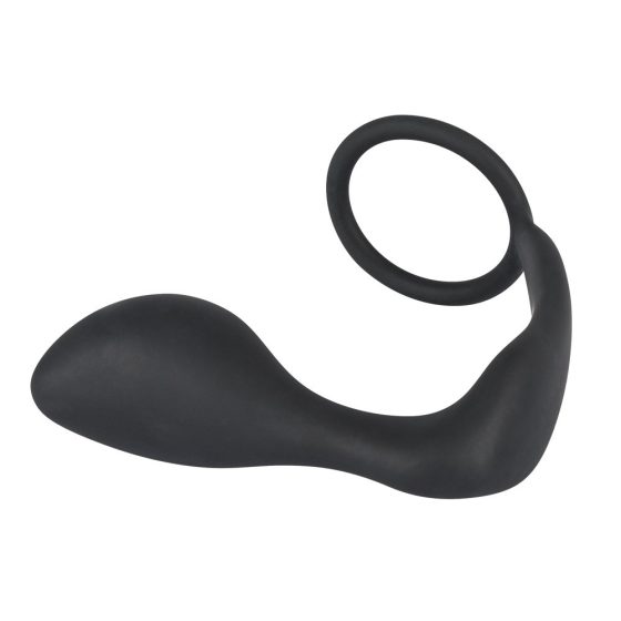 Black Velvet analni prst s prstenom za penis (crni)