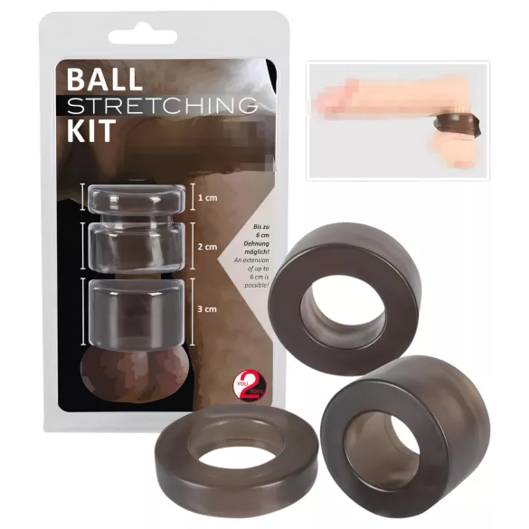 You2Toys - penis prsten i rasteznik za testise set - sivi