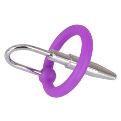   Penisplug - silikonski prsten za glavić s uretralnim konusom (ljubičasto-srebrni)
