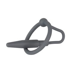   Penisplug - silikonski prsten za glavić s uretralnim konusom (sivo)
