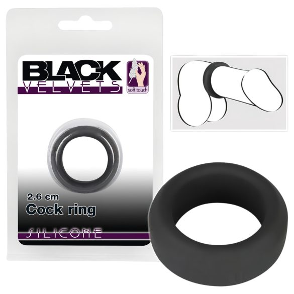 Black Velvet - debeli prsten za penis (2,6cm) - crni