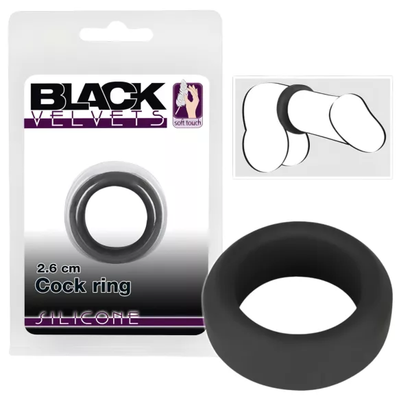 Black Velvets - penisni prsten debelih stijenki 2,6 cm - crni