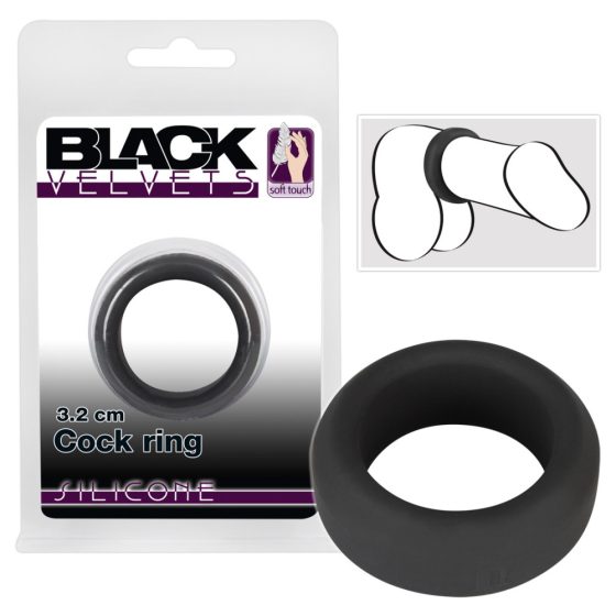Black Velvet - prsten za penis debelih stijenki (3,2 cm) - crn