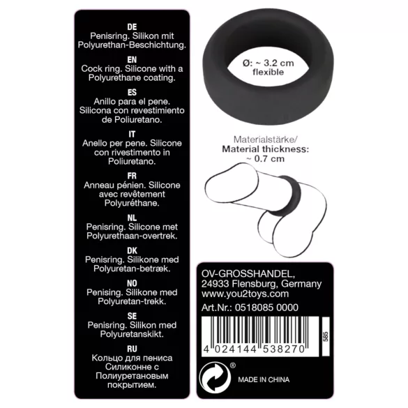 Black Velvets - penisni prsten debelih stijenki 3,2 cm - crni