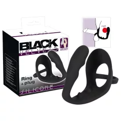   Black Velvets - analni dildo s prstenom za penis i testise - crni