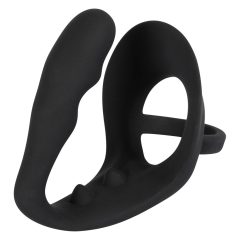   Black Velvet - valoviti analni dildo s penisom i prstenom za testise (crni)