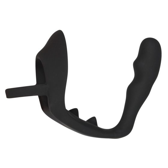 Black Velvet - valoviti analni dildo s penisom i prstenom za testise (crni)