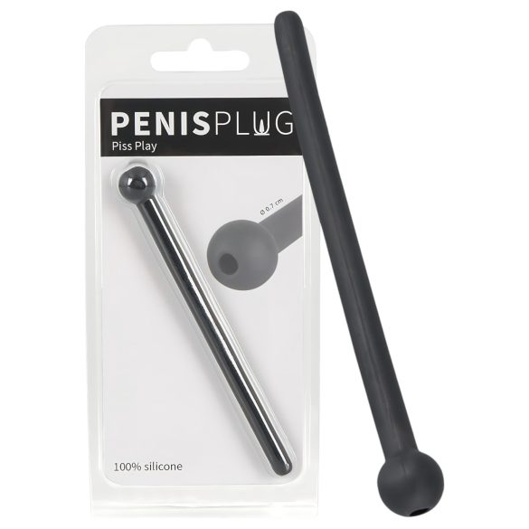 Dilator Piss Play - šuplji silikonski proširivač uretre (crni)