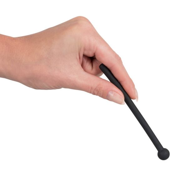 Dilator Piss Play - šuplji silikonski dildo za širenje uretre (crni)