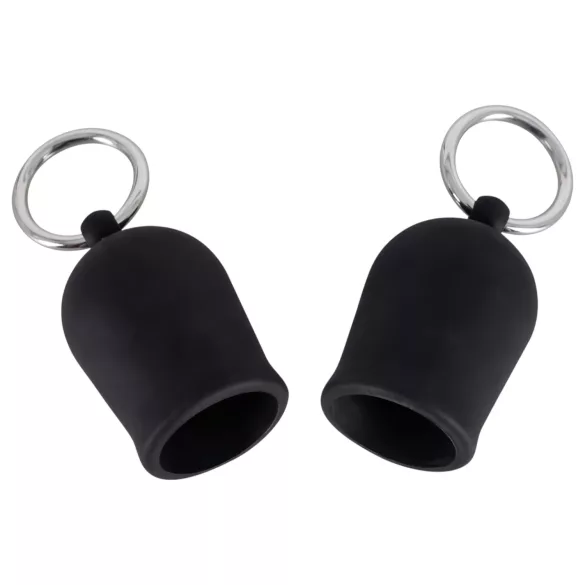 Black Velvets - pumpa za bradavice s metalnim prstenom - crna
