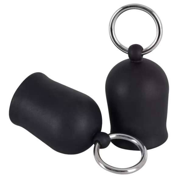Black Velvets - pumpa za bradavice s metalnim prstenom - crna