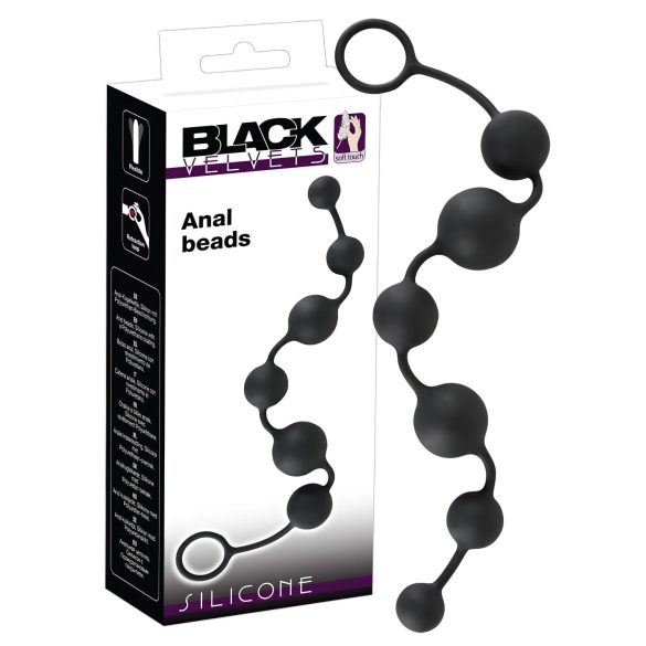 Crni Baršun - Analni dildo s 6 kuglica (crni)