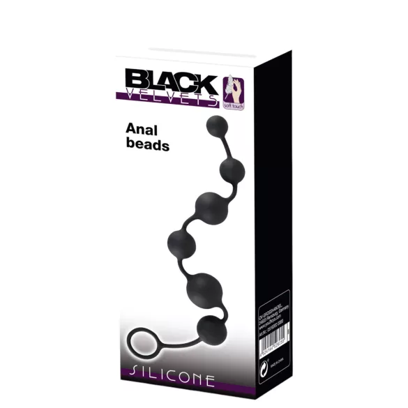 Black Velvets - analni dildo sa 6 kuglica - crni