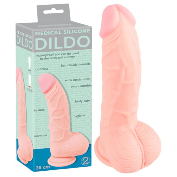 Medicinski silikon dildo (20cm) - prirodno