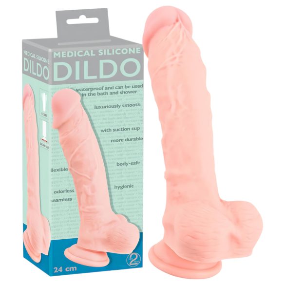 Medicinska silikonska dildo (24cm) - prirodna boja