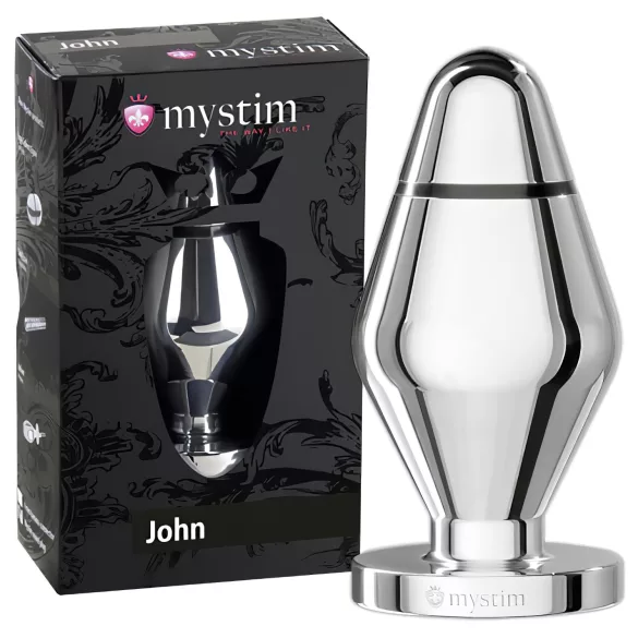 mystim - elektro analni plug - velik - srebrna