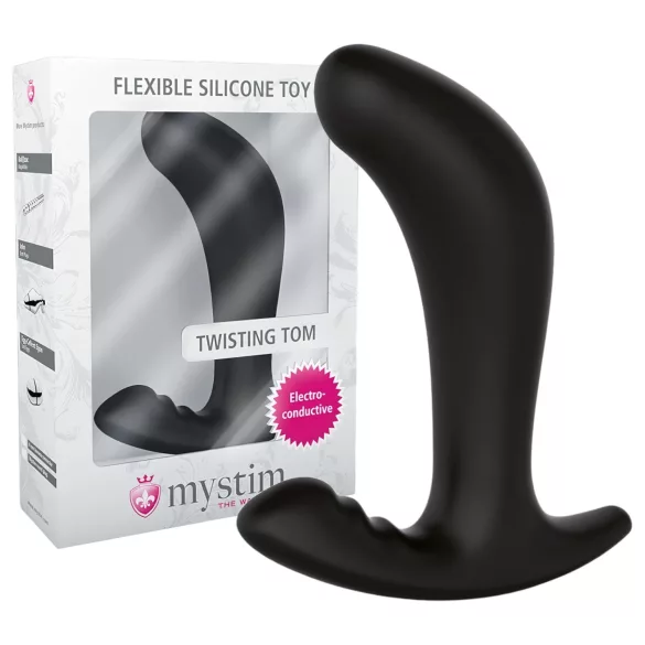 mystim Twisting Tom - elektro analni dildo - crni