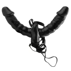 Fetish - dupli strap-on vibrator - crni - felcsatolható