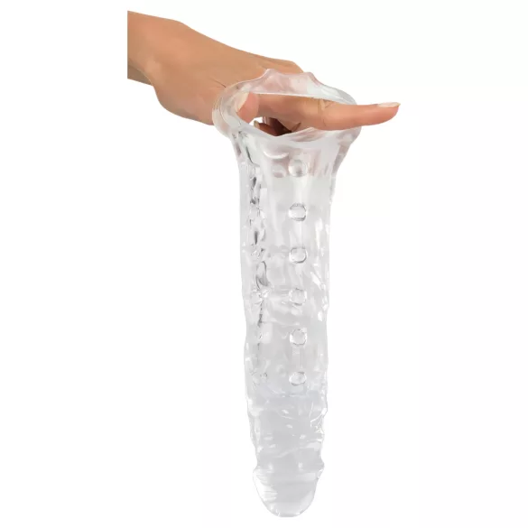 Crystal Skin - produžetak za penis s kuglicama - prozirni