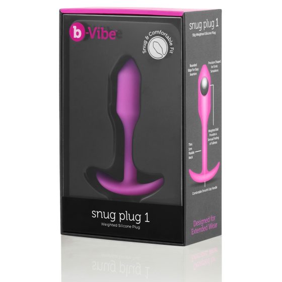 b-vibe Snug Plug 1 - analni dildo s unutarnjim utegom (55g) - roza