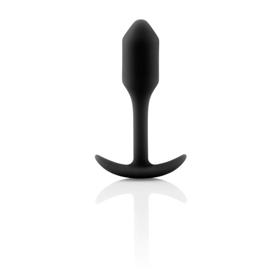 b-vibe Snug Plug 1 - analni dildo s unutarnjim utegom (55g) - crni