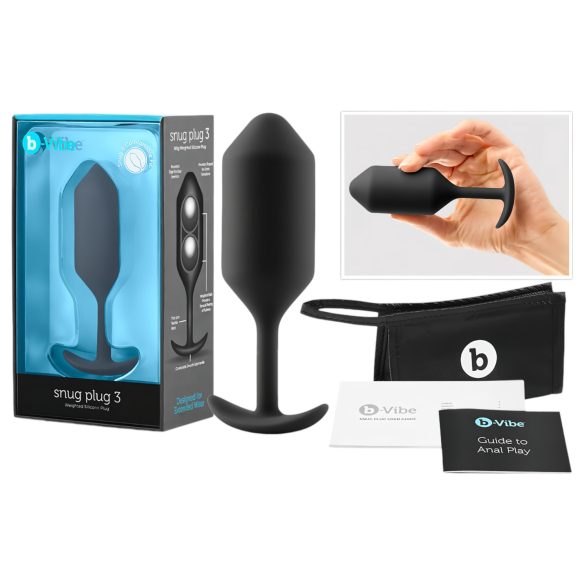 b-vibe Snug Plug 3 - dvostruki analni plug (180g) - crni