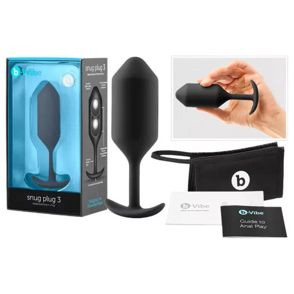 b-Vibe Snug Plug 3 - dvostruki kuglični analni čep (180 g, crni)