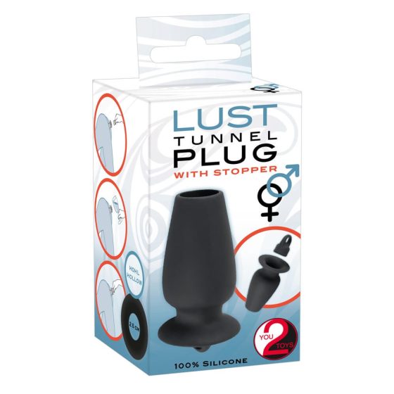 You2Toys - Lust Tunnel - šuplji analni dilatator s čepom (crni)