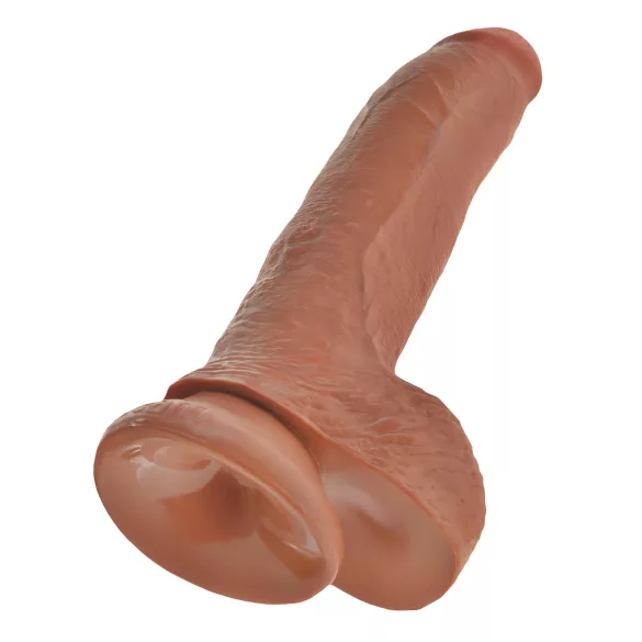 King Cock - realistični dildo s testisima 23 cm - smeđa