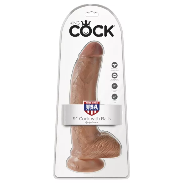 King Cock - realistični dildo s testisima 23 cm - smeđa
