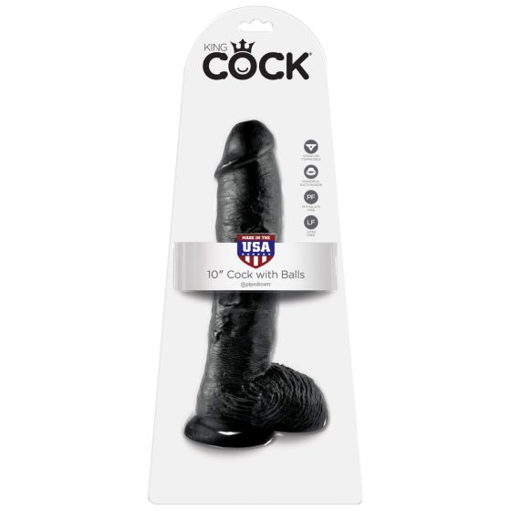 King Cock 10 testisa dildo (25 cm) - crni