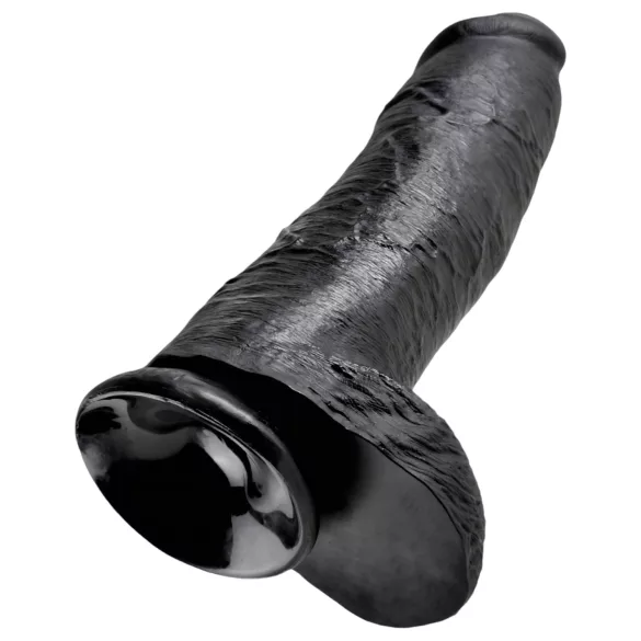 King Cock - realistični dildo s testisima - crni 30 cm