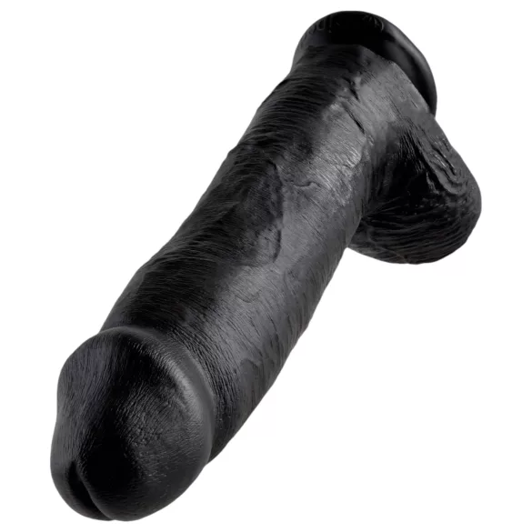 King Cock - realistični dildo s testisima - crni 30 cm
