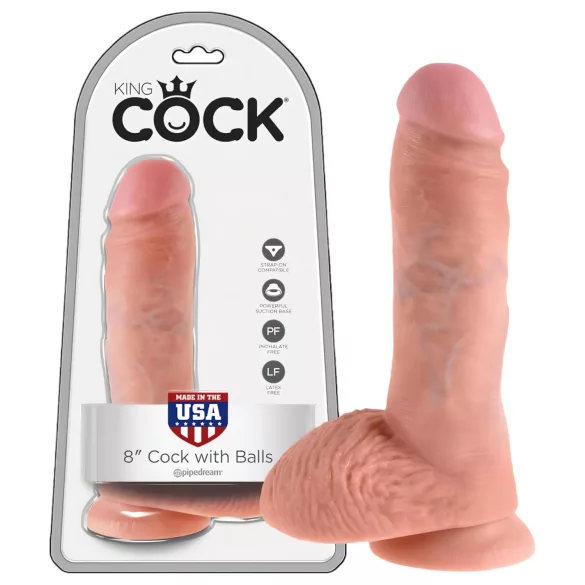 King Cock - realistični dildo s testisima - 20 cm - prirodna boja