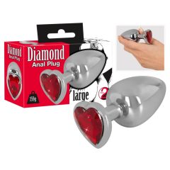   You2Toys - Diamond - 159g aluminijski analni dildo (srebrno-crveni)