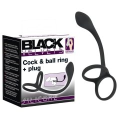   Black Velvet - uska analna dildo s prstenom za penis i testise (crna)